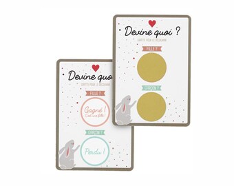 Carte à gratter fille ou garçon, carte annonce sexe bébé, fille ou garçon, annonce grossesse