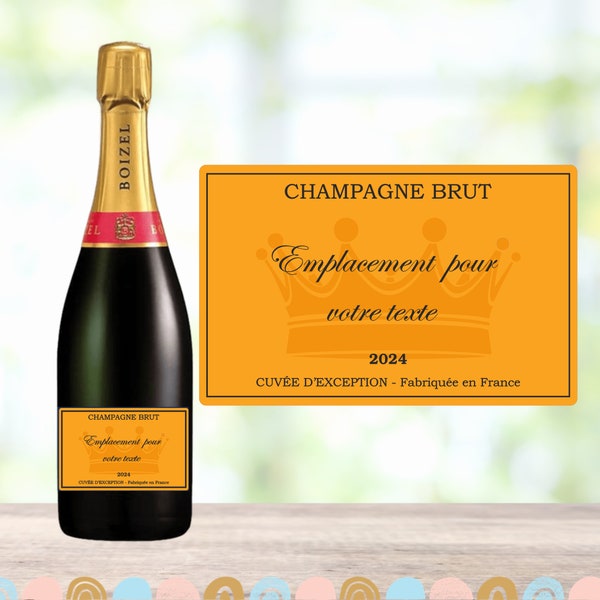 Étiquette champagne à personnaliser - Votre texte - étiquette waterproof - bouteille champagne - sticker personnalisé