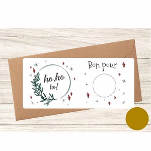 Carte à gratter Bon Pour avec pastille à gratter Or fournie. Vous pourrez la personnaliser à réception  et coller la pastille fournie