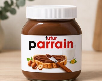 Digital Godfather Proposal Label PDF – Original Printable Pregnancy Announcement – Godfather Proposal Idea with Spread (Nutella or other)