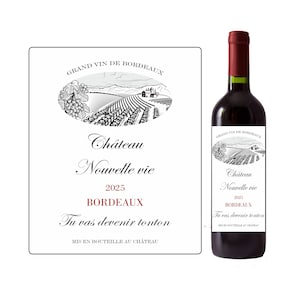 Uncle's pregnancy announcement - Wine bottle label - Future uncle - Available for grandpa, aunt, grandma, grandparents, dad, godfather.