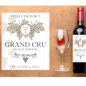 Annuncio di gravidanza Futuro nonno - Etichetta per bottiglia di vino del nonno - Disponibile per zio, zia, nonna, nonni, papà, padrino.