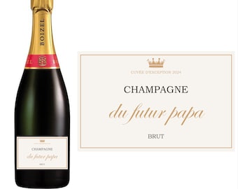 Champagne label announcing pregnancy, dad, grandma, grandpa, grandparents, uncle, aunt,....