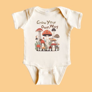 Funny Baby Bodysuit Unisex Newborn Gift Kawaii Mushroom Baby Clothes Cute Mushroom Graphic Cottage Core Baby Clothes Inspiring Message