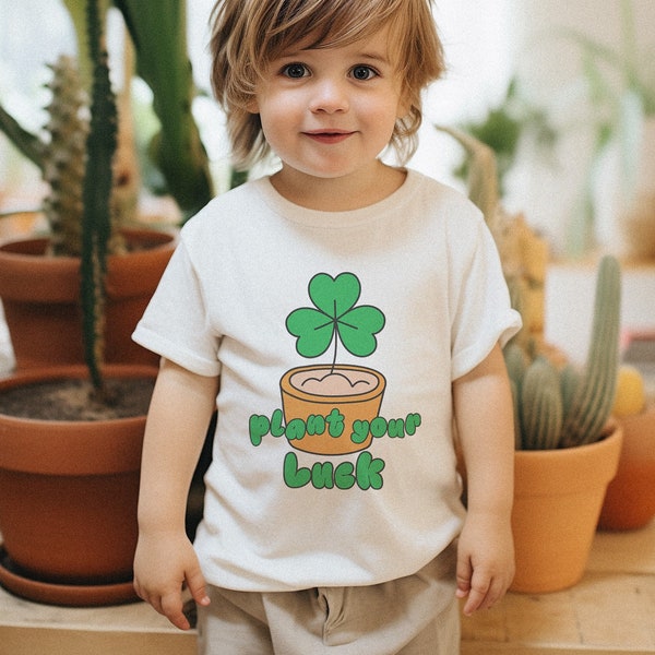 Lucky Kid Shirt St Patricks Day Cute Lucky Charm TShirt Inspiring Message Shirt Toddler St Pattys Day Four Leaf Clover Kid Shirt