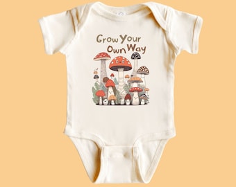 Funny Baby Bodysuit Unisex Newborn Gift Kawaii Mushroom Baby Clothes Cute Mushroom Graphic Cottage Core Baby Clothes Inspiring Message