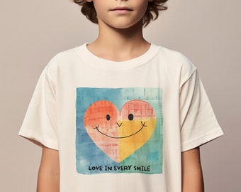 Love Shirt Kids Valentines Shirt Unisex Heart Shirt Boys Gift For Kids Gift for Boys Love Motivational Shirt Cute Heart Tee for Kids