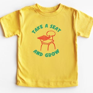 First Day of School Shirt Back to School T Shirt Kids School Shirt Toddler Gift Kids School T-Shirt Growing Kids Tee Desk Chair Graphic Tee Yellow