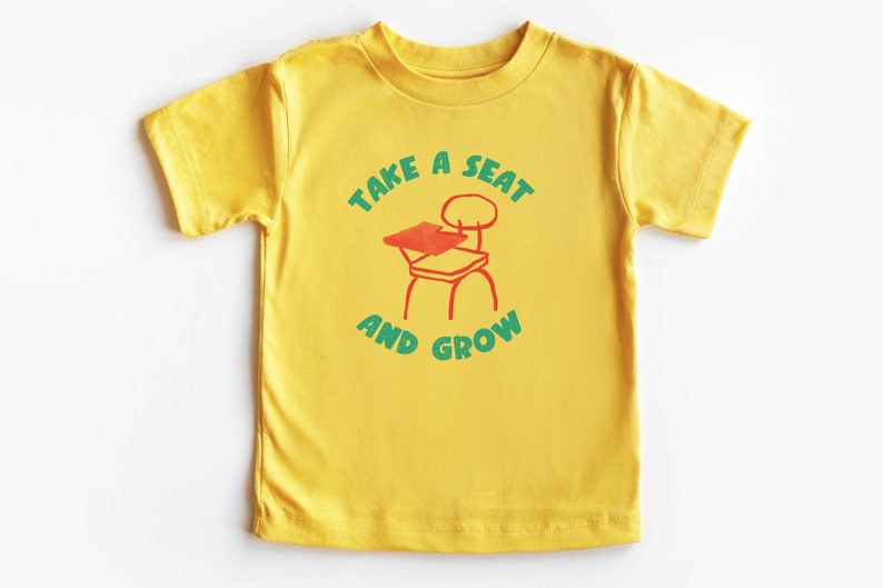 First Day of School Shirt Back to School T Shirt Kids School Shirt Toddler Gift Kids School T-Shirt Growing Kids Tee Desk Chair Graphic Tee Yellow