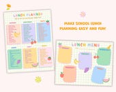 Printable Kids Lunch Meal Plan Digital Download School Lunch Planner Healthy Meal Planner for School Kids Simple School Lunchbox Ideas