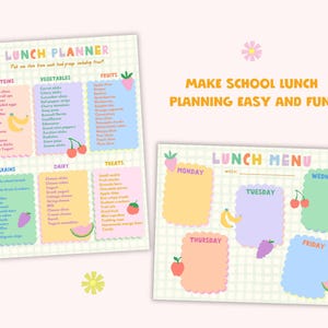 Printable Kids Lunch Meal Plan Digital Download School Lunch Planner Healthy Meal Planner for School Kids Simple School Lunchbox Ideas