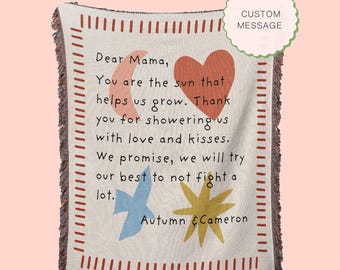 Personalized Woven Cotton Blanket – Unique Christmas Gift with Custom Message, Sentimental Holiday Keepsake for Family