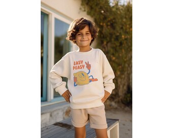 Funny Kid Shirt Easy Peasy Lemon T-shirt Cute Toddler Sweatshirts Kid Vacation Clothing Retro Sweatshirt for Kid Cool Sweatshirt with Hoodie