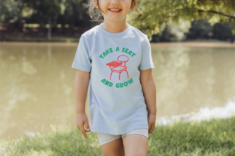 First Day of School Shirt Back to School T Shirt Kids School Shirt Toddler Gift Kids School T-Shirt Growing Kids Tee Desk Chair Graphic Tee Light Blue