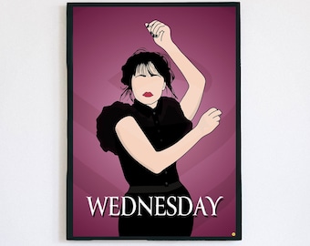 Póster minimalista alternativo de Wednesday Addams Art TV, impresión, arte de pared, regalo, descarga digital A3