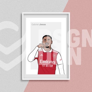 Gabriel Jesus Art TV Football Minimal Poster Print Wall Art Gift A3 Digital Download