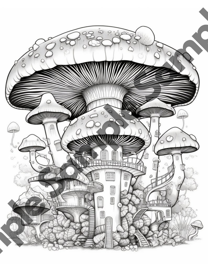 Magical Mushroom Coloring Book: 30 Intricately Detailed Pages for All ...