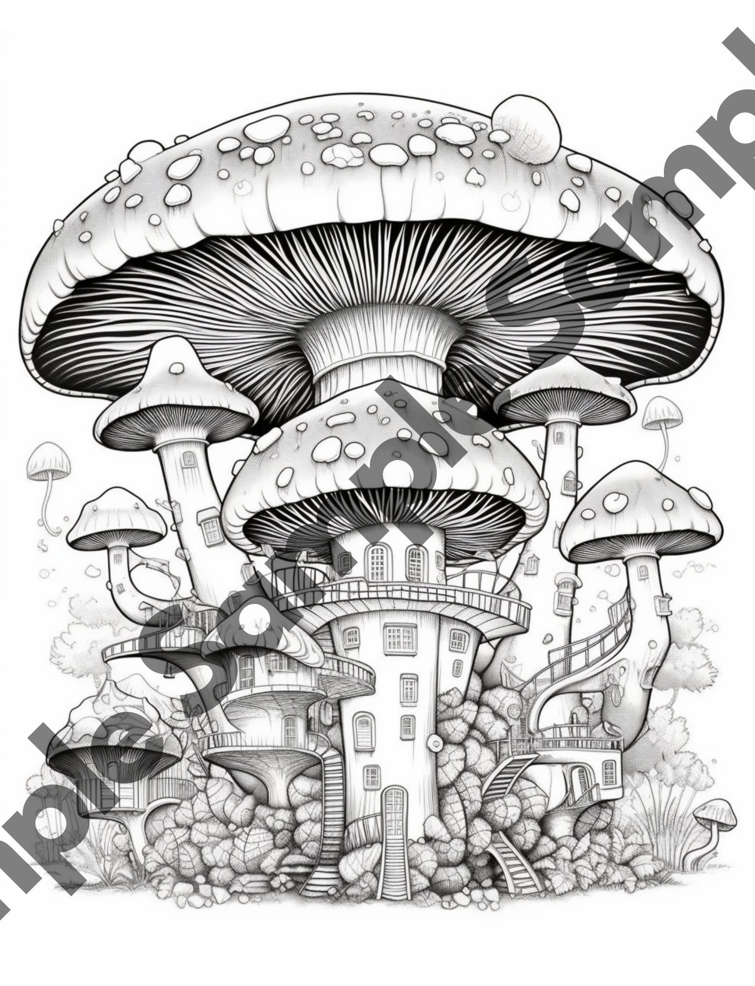 Magical Mushroom Coloring Book: 30 Intricately Detailed Pages for All ...