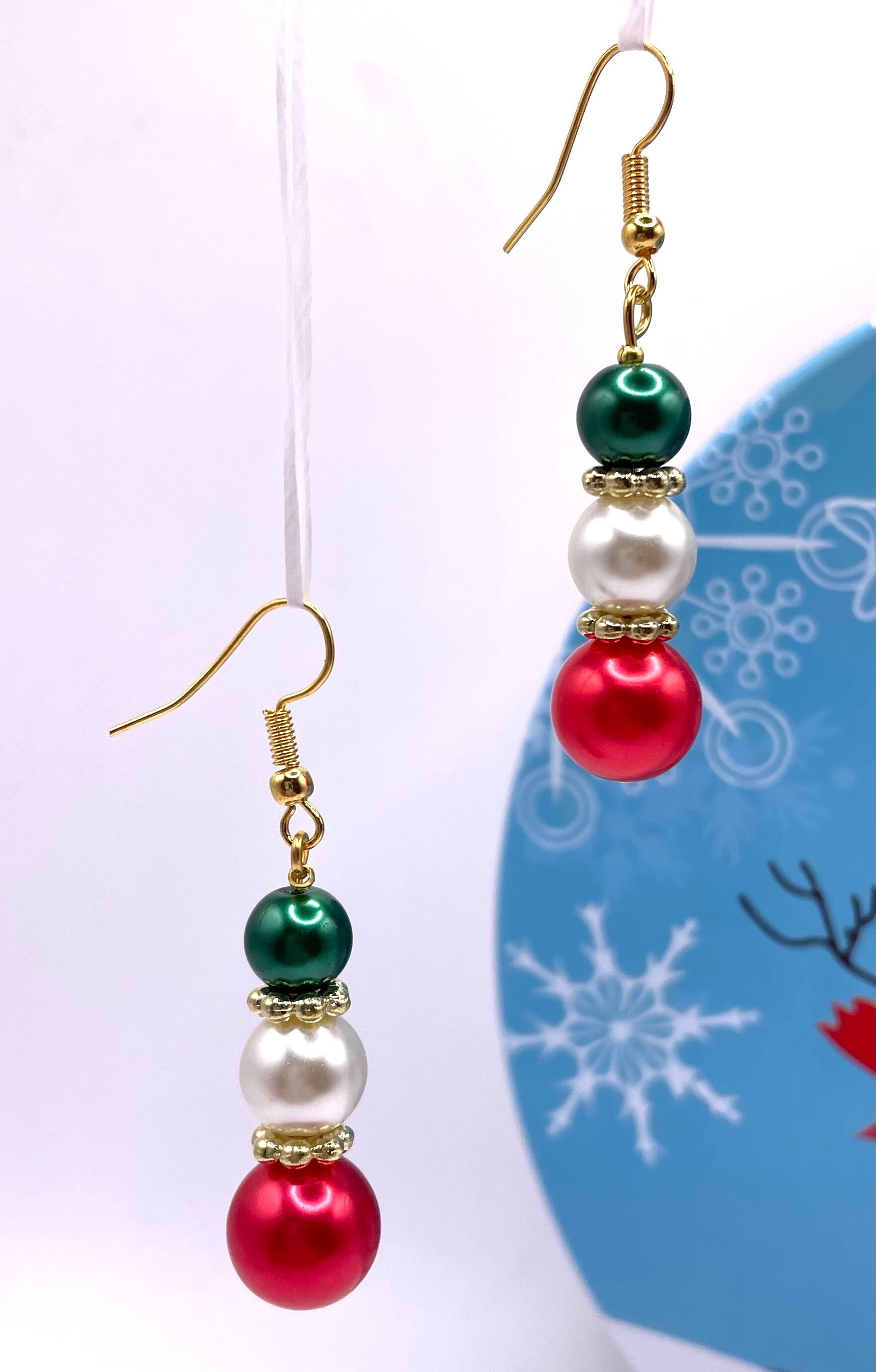 Merry Christmas, Glass Beaded Dangle Earrings - Etsy