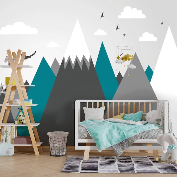 Berglandschaft Tapete: Schä und Stick Wandtattoo, ideal für Baby Kinderzimmer Kinderzimmer Dekor und Spielzimmer / 6046