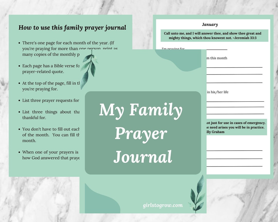 My Family Prayer Journal | Monthly Printable Prayer Journal | Printable ...