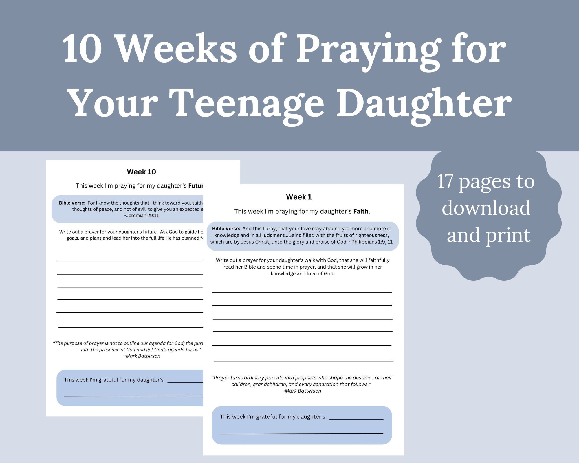 Printable Prayer Guide | 10 Weeks of Praying for Your Teenage Daughter ...