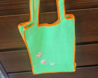 Eco-friendly сrochet cotton shopping bag. Reusable