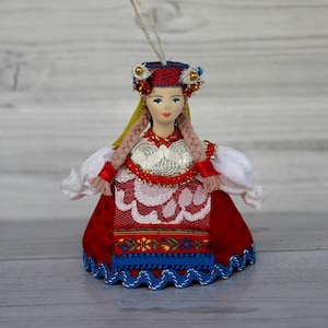 Ukrainian folk costume doll with porcelain head.  Exclusive handmade dolls.