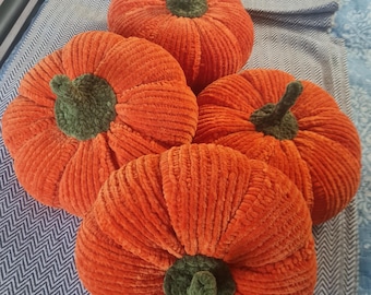 Handmade Plush Pumpkin Pillow – Fall Halloween Decor