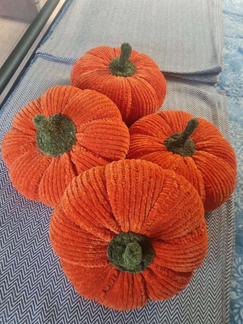 Handmade Plush Pumpkin Pillow – Fall Halloween Decor image 9