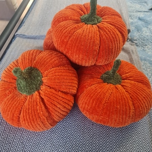 Handmade Plush Pumpkin Pillow – Fall Halloween Decor image 1