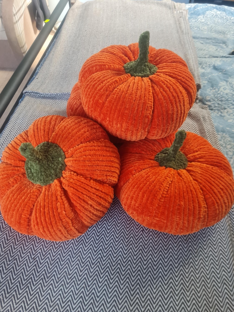 Handmade Plush Pumpkin Pillow – Fall Halloween Decor image 1