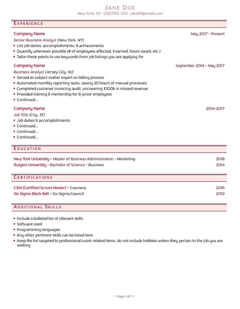 Simple Rose Resume Template word - Il 794xN.4164911858 3tmn 