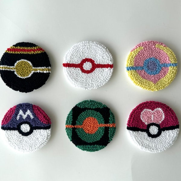 Ensemble de 2 sous-verres de voiture Pokeball, accessoires de voiture Pokemon faits main pour décoration de voiture