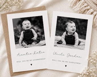 Personalised Will You Be My Godmother Proposal Postccard with Photo, Custom Godparent Invitation, Godfather Request, A6 Size with Envelope