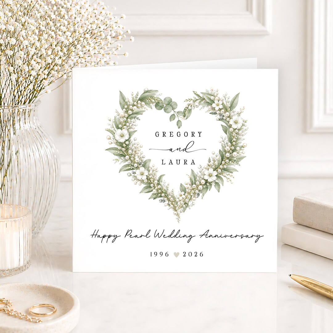 Personalised Pearl Wedding Anniversary Card, 30th Anniversary Card for ...