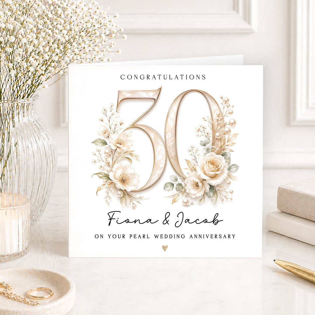 Personalised Pearl Wedding Anniversary Card, 30th Anniversary Card ...
