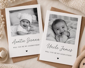 Personalised Will You Be My Godmother Proposal Postccard with Photo, Custom Godparent Invitation, Godfather Request, A6 Size with Envelope