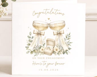 Personalised Engagement Card, Congratulations On Your Engagement Card, Custom Couple Engagement Gift Card, Elegant Neutral Engagement