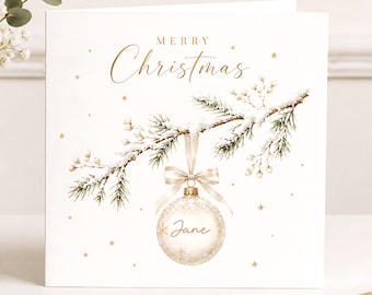 Personalised Christmas Card, Name Bauble Card, Daughter Granddaughter Niece Sister Mum Auntie Friend Festive Keepsake