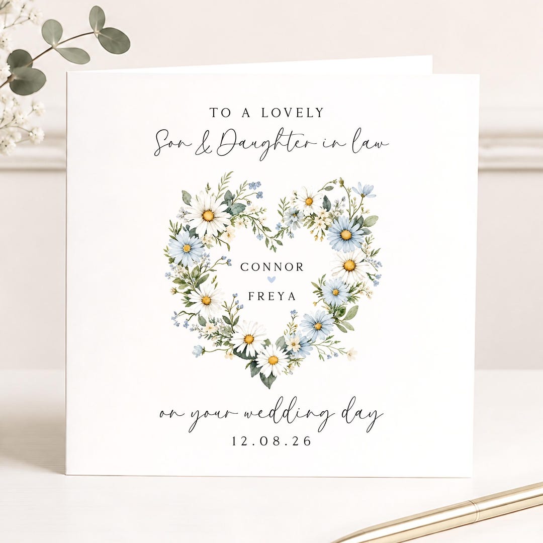 Personalised Son and Daughter in Law Wedding Card, Wedding Day Card for ...