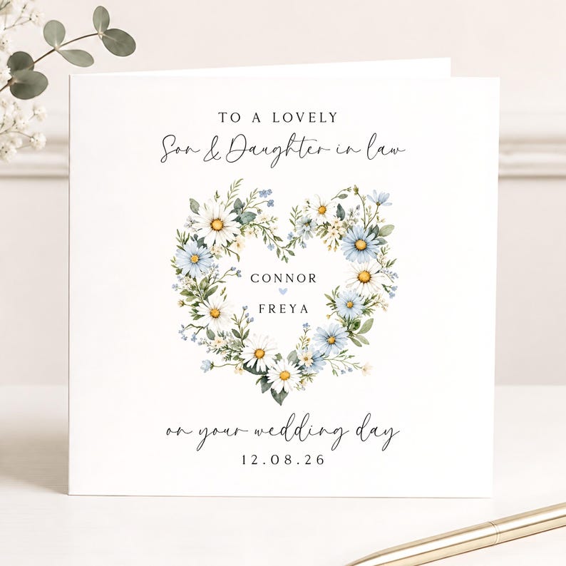 Personalised Son and Daughter in Law Wedding Card, Wedding Day Card for ...