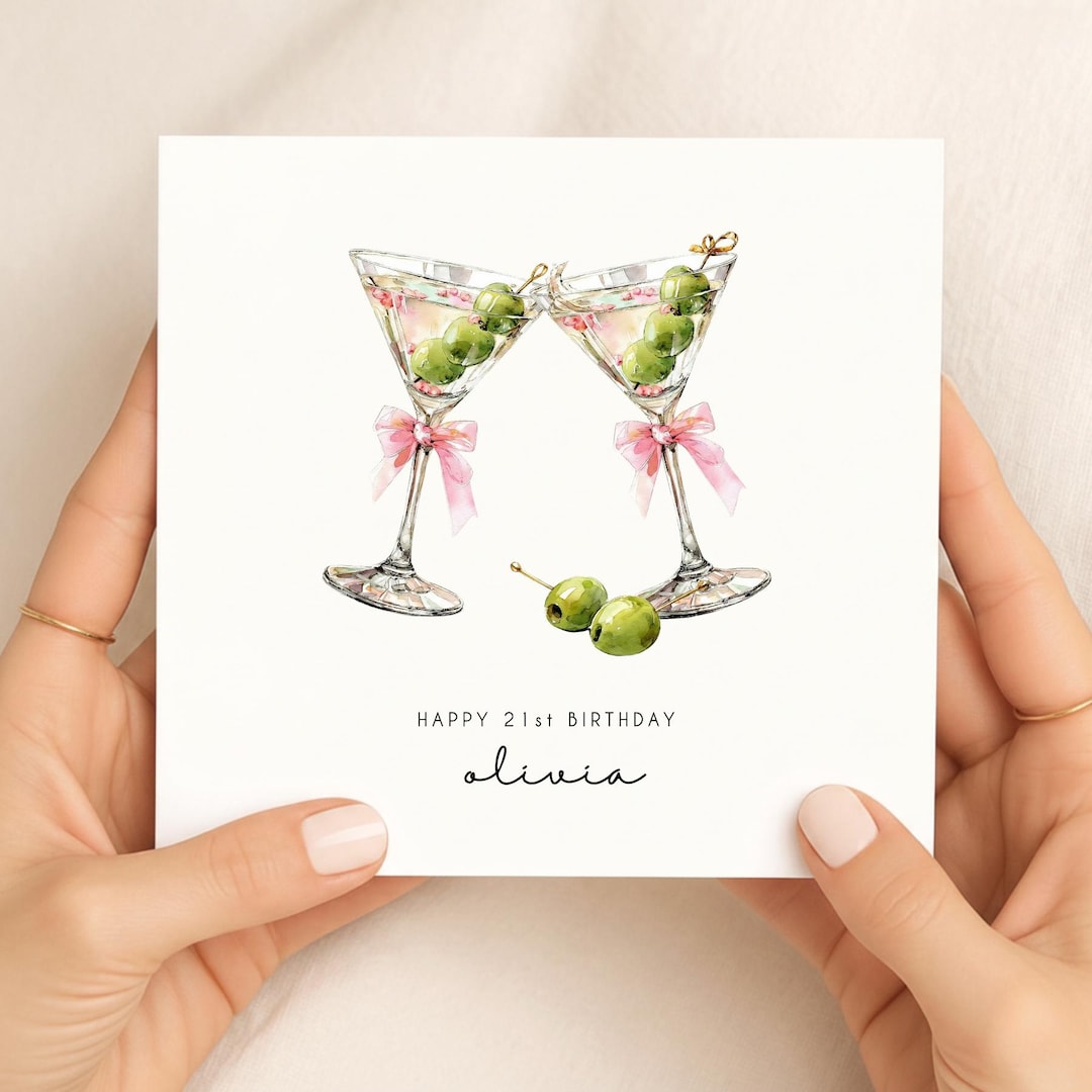 Personalized Martini Birthday Card for Best Friend | Custom Name ...