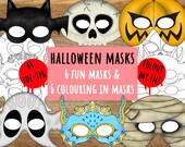 Printable Halloween Masks, Halloween Printable Coloring, Halloween Party, Costume Mask, Kids Masks, Photo Booth Props, Instant Download DIY