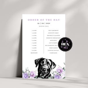 Labrador Wedding Order Of The Day Sign | Customised Digtial File | Print At Home | Budget Friendly Weddings | Dog Friendly Weddings