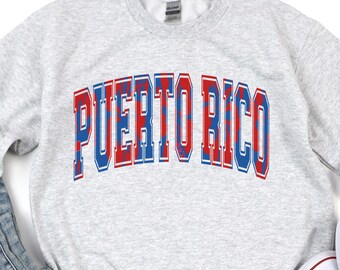 PUERTO RICO SWEATSHIRT Puerto Rican Woman Gift Hibiscus Collegiate Crewneck Pullover Boricua Present Sudadera Puertorriqueña Flor de Maga