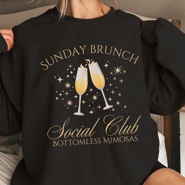 Sunday Brunch Social Club Sweatshirt Bottomless Mimosa Group Brunch Crewneck Cute Pullover BFF Best Friend Matching Shirts Champagne Glasses