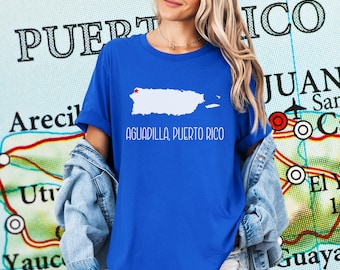 AGUADILLA PUERTO RICO Shirt Gift Puerto Rican Home Town Island Map Boricua Friend Present Puerto Rico Souvenir TShirt Orgullo Puertorriqueño