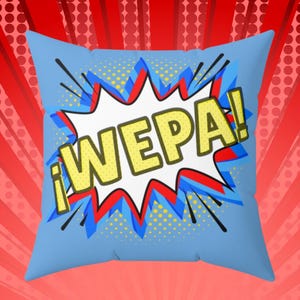 WEPA PUERTO RICO Pillow Gift for Puerto Rican Home Décor Comic Book Style Pop Art Throw Cushion Orgullo Boricua Saying Regalo Puertorriqueño