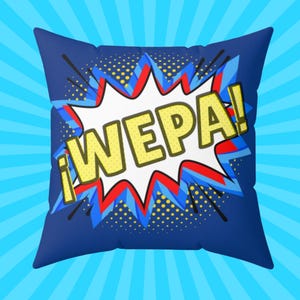 WEPA PUERTO RICO Pillow Gift for Puerto Rican Home Décor Comic Book Style Pop Art Throw Cushion Orgullo Boricua Saying Regalo Puertorriqueño